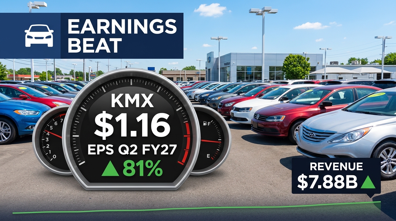 CarMax Q2 FY2027 EPS Jumps 81% to $1.16 vs $0.73 Estimate — Revenue Climbs 19.5% to $7.88B as Buybacks Resume