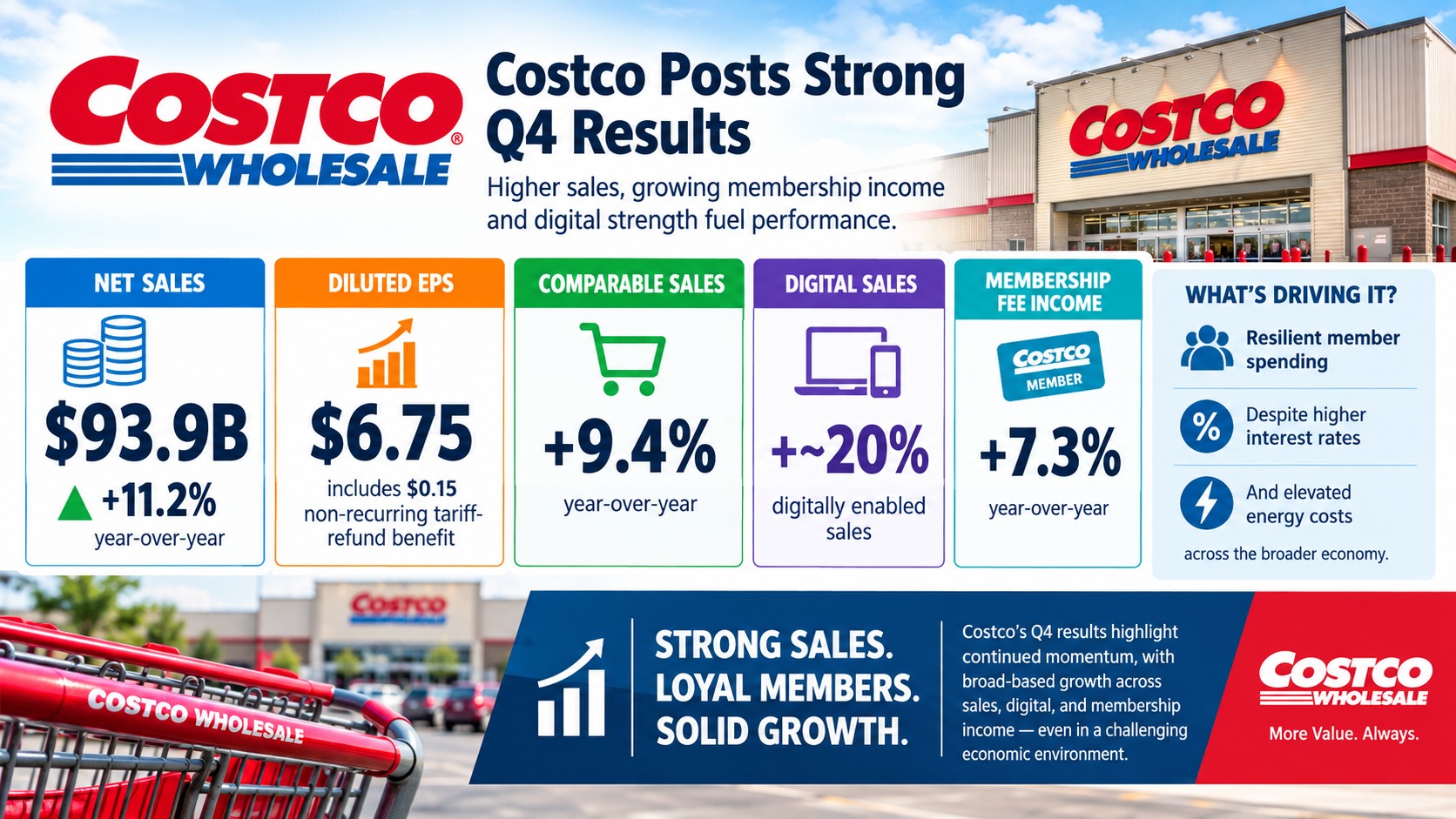 Costco Wholesale Q4 Net Sales Climb 11.2% to $93.9B, EPS Hits $6.75 — Membership Fees and Digital Sales Drive Beat