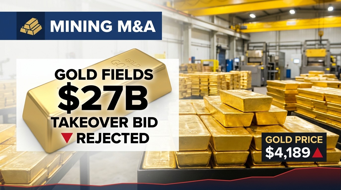 Gold Fields Slides as Northern Star Rejects $27B Takeover Bid — Offer of 0.3125 Shares Plus A$7.25 Cash Called Undervalued
