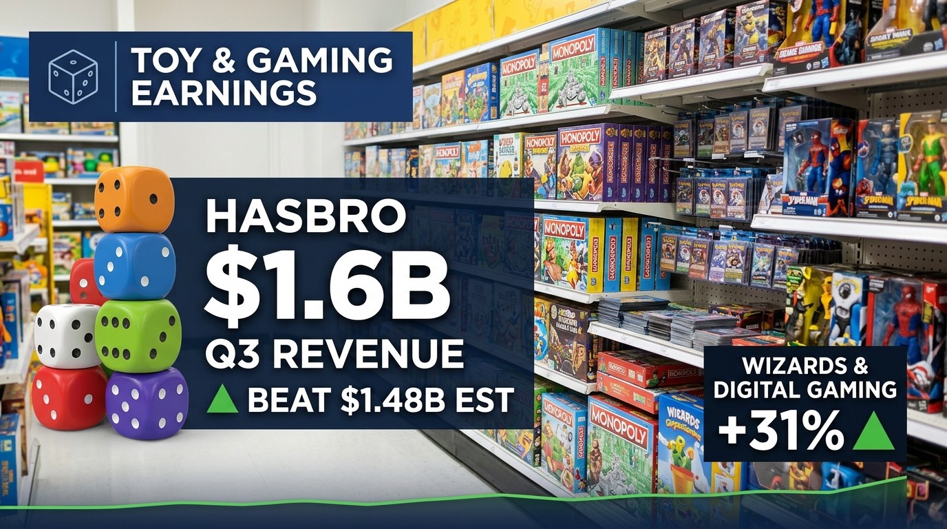 Hasbro Q3 2026 Revenue Hits $1.6B, Beating $1.48B Estimate — Full-Year Growth Forecast Raised to 7%-9% as Wizards of the Coast Jumps 31%