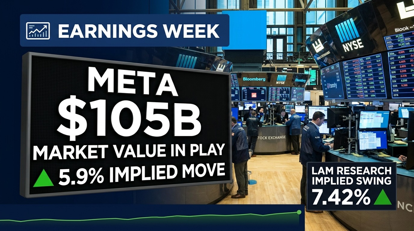 Meta Platforms, Tesla, Lam Research Face 5.9%–7.42% Implied Moves in Q3 2026 Earnings Tonight — $100B+ in Market Value at Stake
