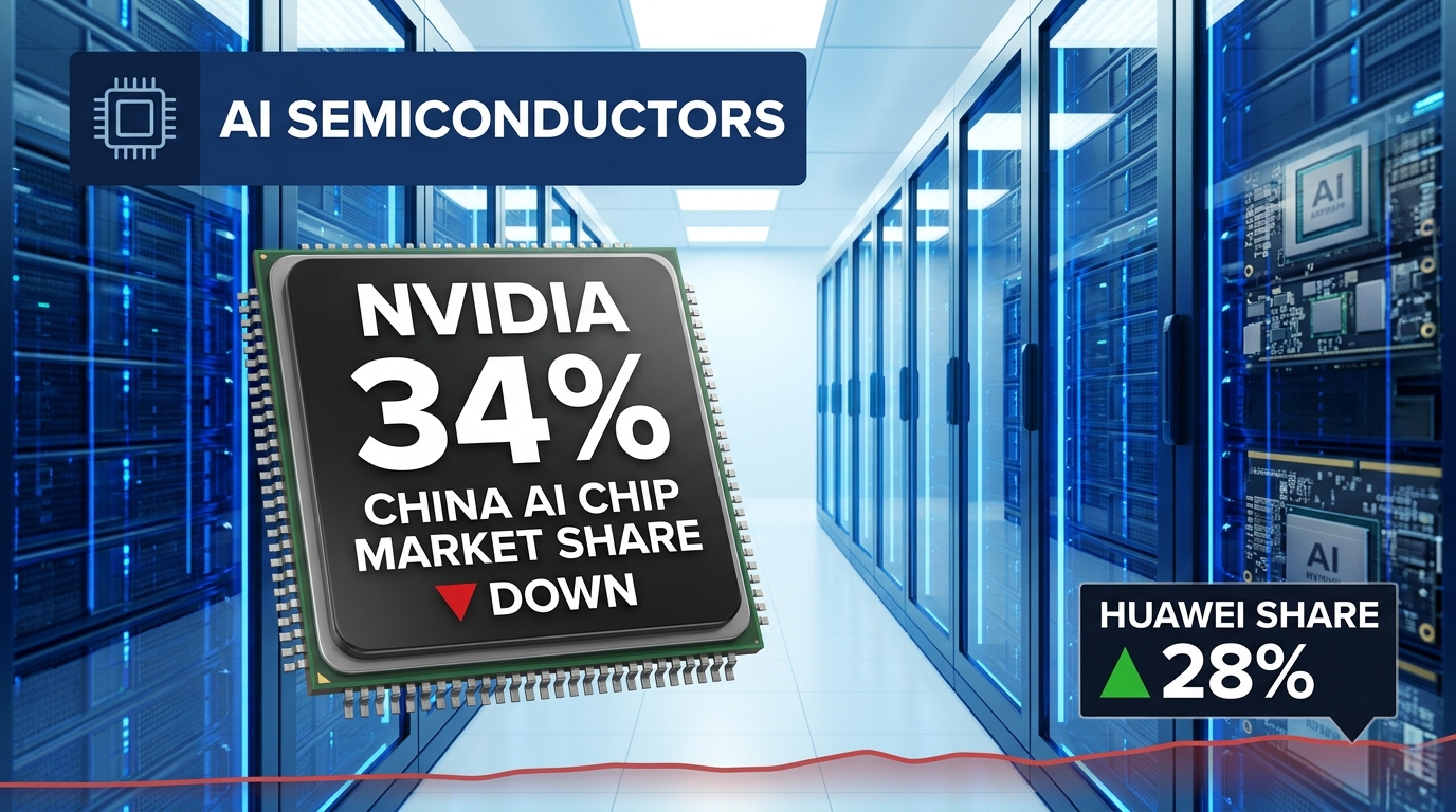 Nvidia's China AI-Chip Share Falls to 34% as Huawei Climbs to 28% in H1 2026 — IDC Data Adds Pressure to Chip Stocks
