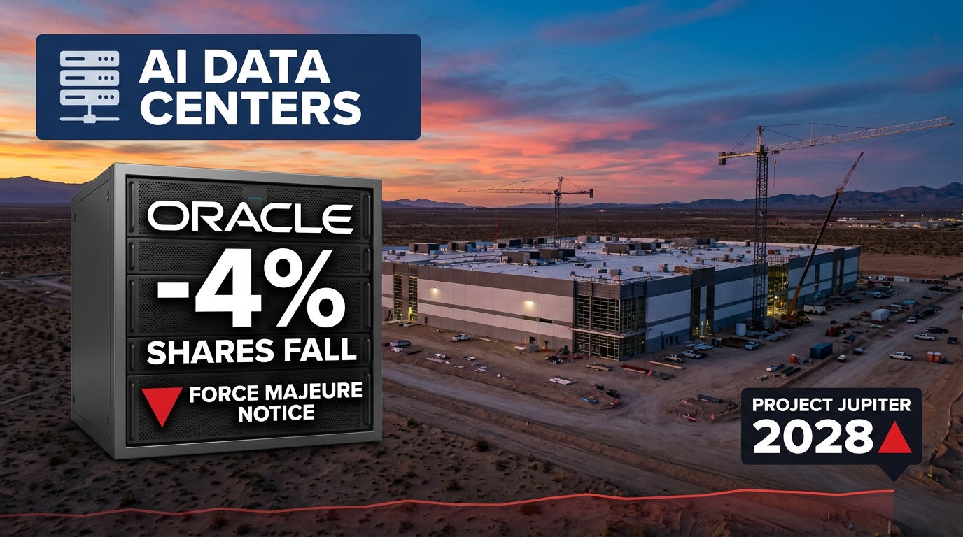 Oracle Falls 4% After Force Majeure Notice on New Mexico 'Project Jupiter' — Blue Owl Unit's Data Center Targets 2028 Launch
