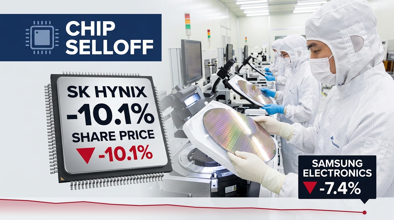 SK Hynix Plunges 10.1%, Samsung Drops 7.4% on China DRAM Threat — Nasdaq 100 Futures Slip 0.8% as Chip Rout Deepens