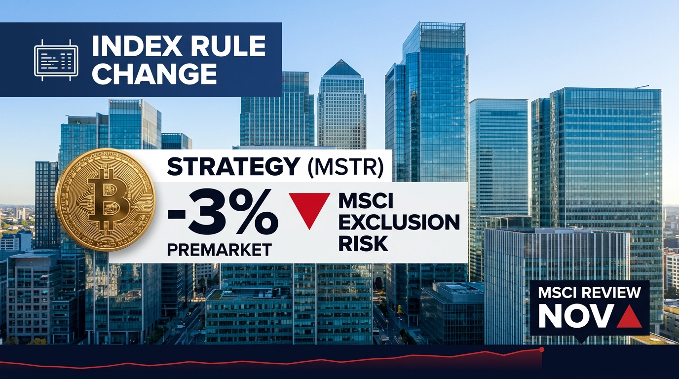 Strategy Falls About 3% Premarket After MSCI Index Rule Change — New Five-Ratio Screen Threatens Exclusion at November Review