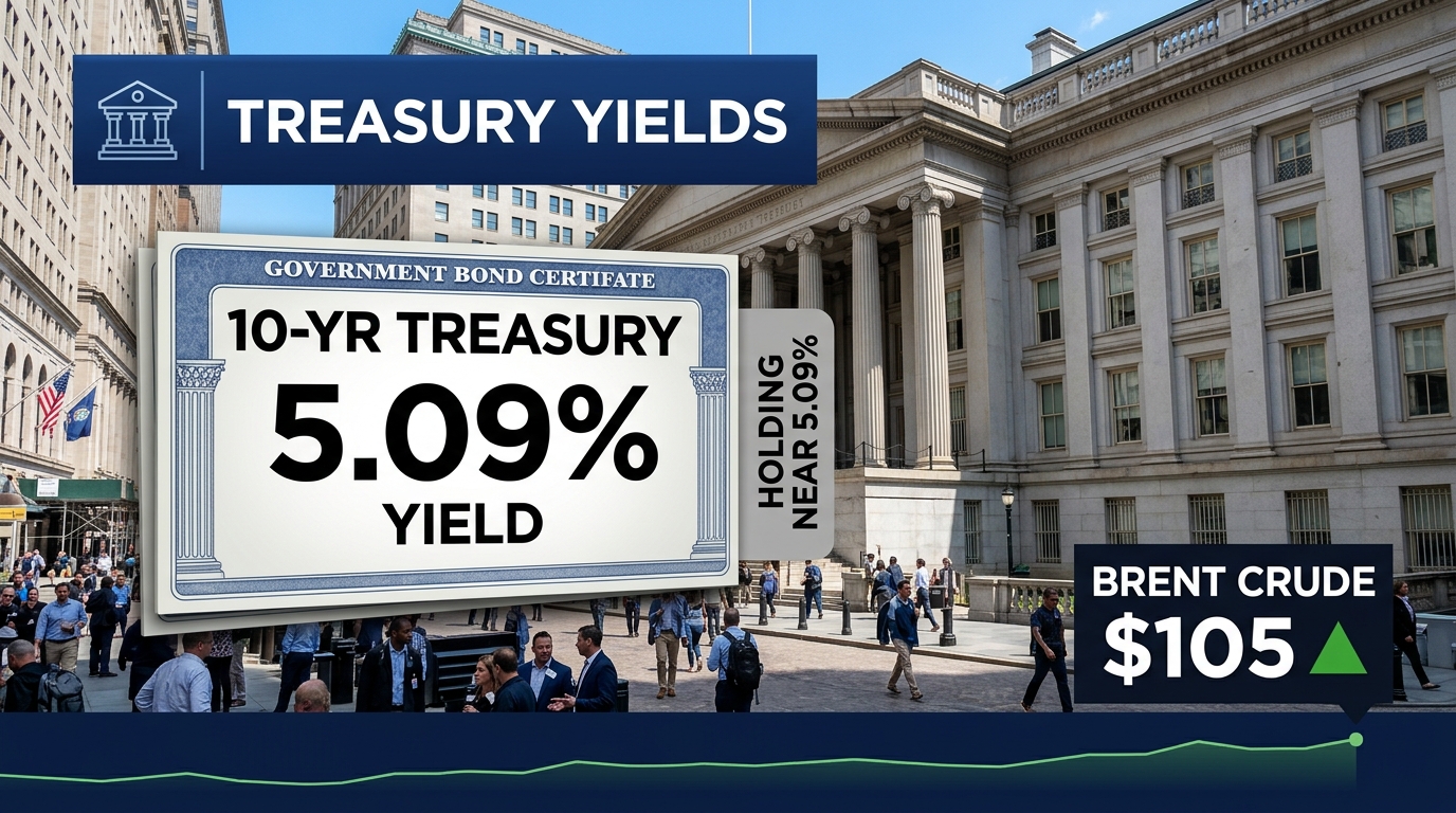 Treasury 10-Year Yield Hovers Near 5.09% as S&P 500 Futures Gain 0.2% — Warsh Speech and $105 Brent Test Rate-Sensitive Stocks