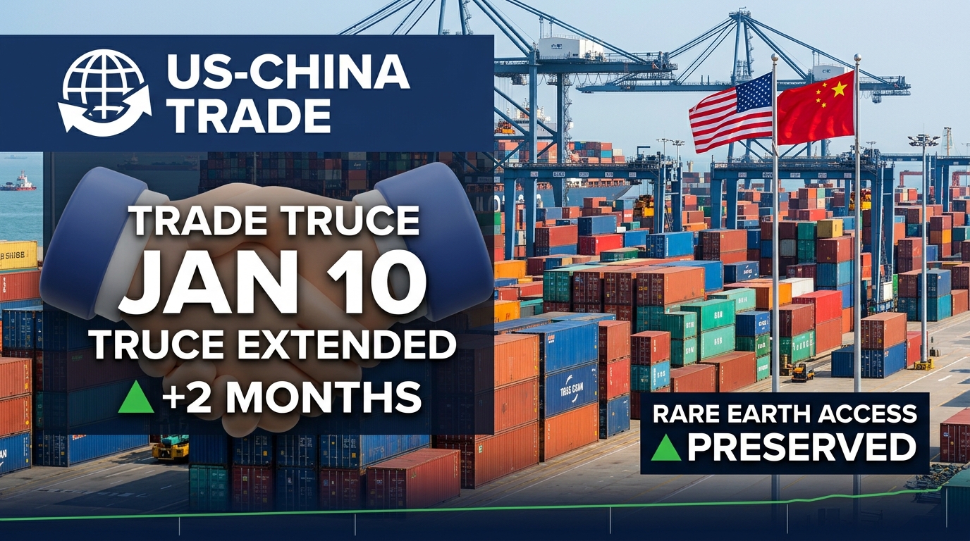 U.S.-China Trade Truce Extended Two Months to Jan. 10 as Xi Meets Trump Today — Rare Earth and Tariff Relief Stay in Place
