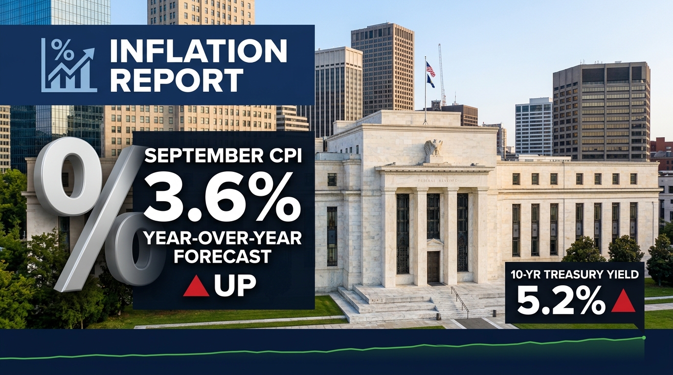 September CPI Forecast at 3.6% Annual, 0.6% Monthly — 10-Year Yield Near 5.2% and Brent at $105 Keep Fed Hike Risk in Focus