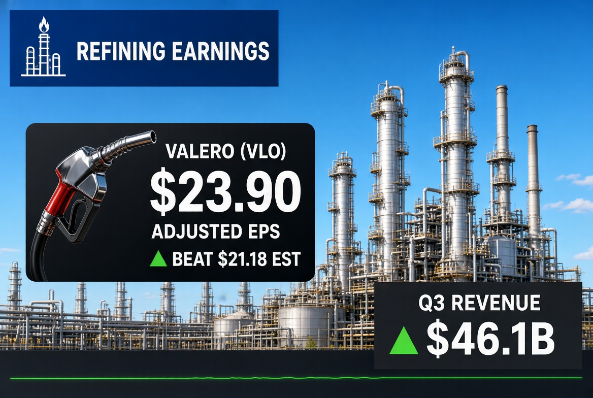 Valero Q3 2026 Adjusted EPS Hits $23.90, Beating $21.18 Estimate — Record Quarterly Profit as Middle East Disruptions Lift Refining Margins